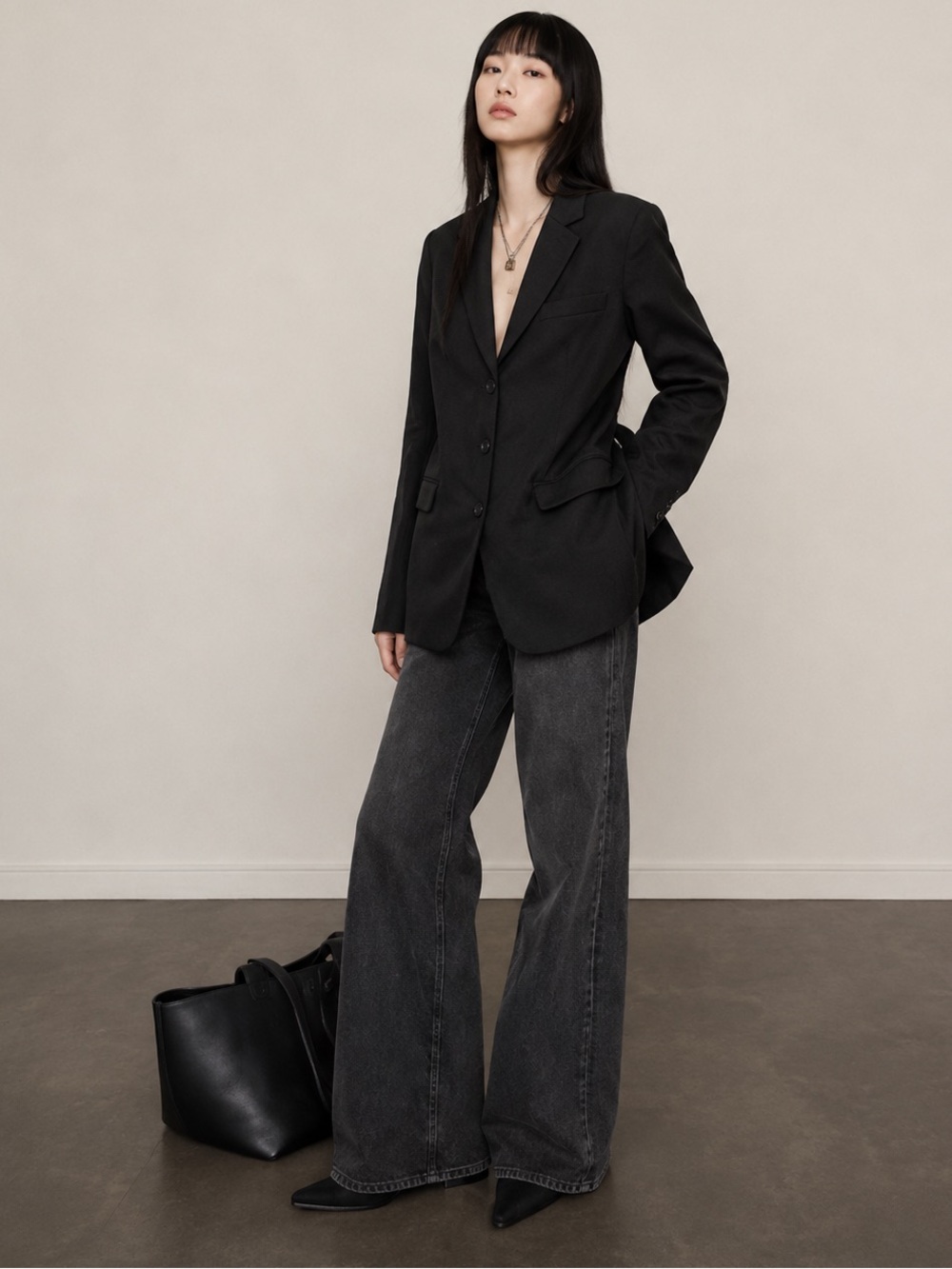 Banana Republic Black Boyfriend Drapey Twill Belted Blazer – Large – Like New